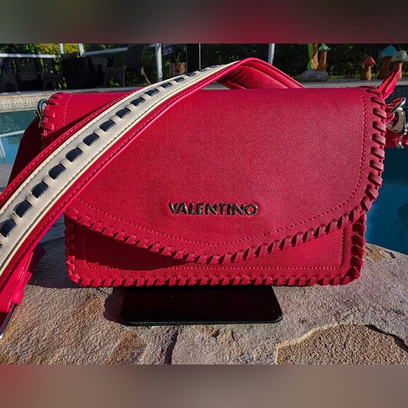 Valentino By Mario Valentino Red Crossbody Bag With Braided Trim - Picture 6 of 15